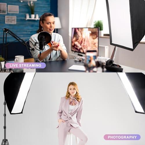 LS LIMO STUDIO LIMOSTUDIO LimoStudio (LED Super Bright) 3400W Output Remote Control, 22 x 32 inch Softbox Continuous Lighting Kit, 3000K-5500K Adjustable Color & Brightness, 12600 Lumen, 95>CRI, Soft Box Diffuser, AGG3214