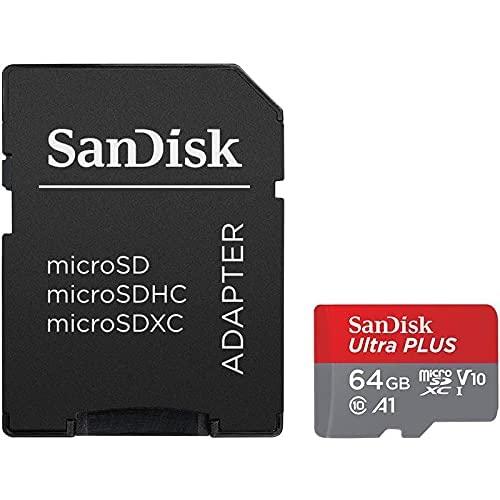 SanDisk Sandisk Ultra Plus 64GB MicroSDXC UHS-I Card with Adapter 130MB/s Class 10 U1 A1