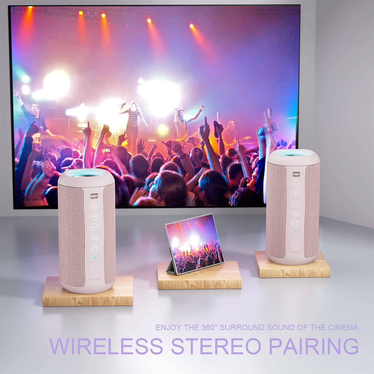Ortizan Ortizan Portable Bluetooth Speakers, IPX7 Waterproof Wireless Speaker with 24W Loud Stereo Sound, Deep Bass, Bluetooth 5.3, RGB Lights, Dual Pairing, 30H Playtime for Home, Outdoor, Party