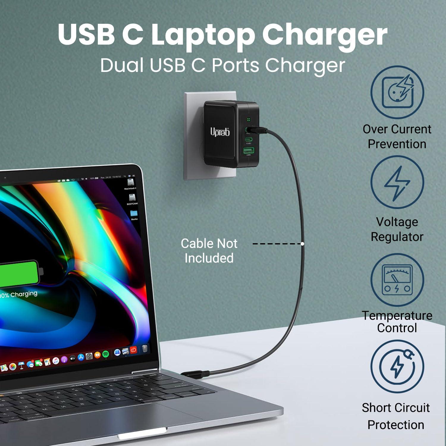 uptab UPTab MacBook Pro Charger 140W USB C, Dual USB-C Fast Compact, GaN Tech, Type C PD 3.1 Wall Adapter Compatible with MacBook Air, Lenovo, Dell XPS, iPhone 15 Plus/Pro Max, iPad
