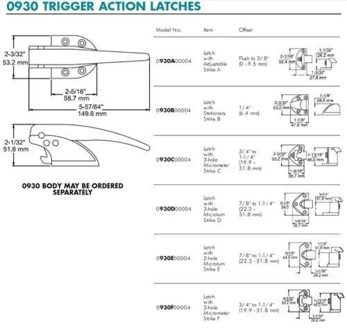 Kason Kason 930 Series Trigger Action Latch and Strike C, 3/4 to 1 1/4 Inch Offset, 10930C00004