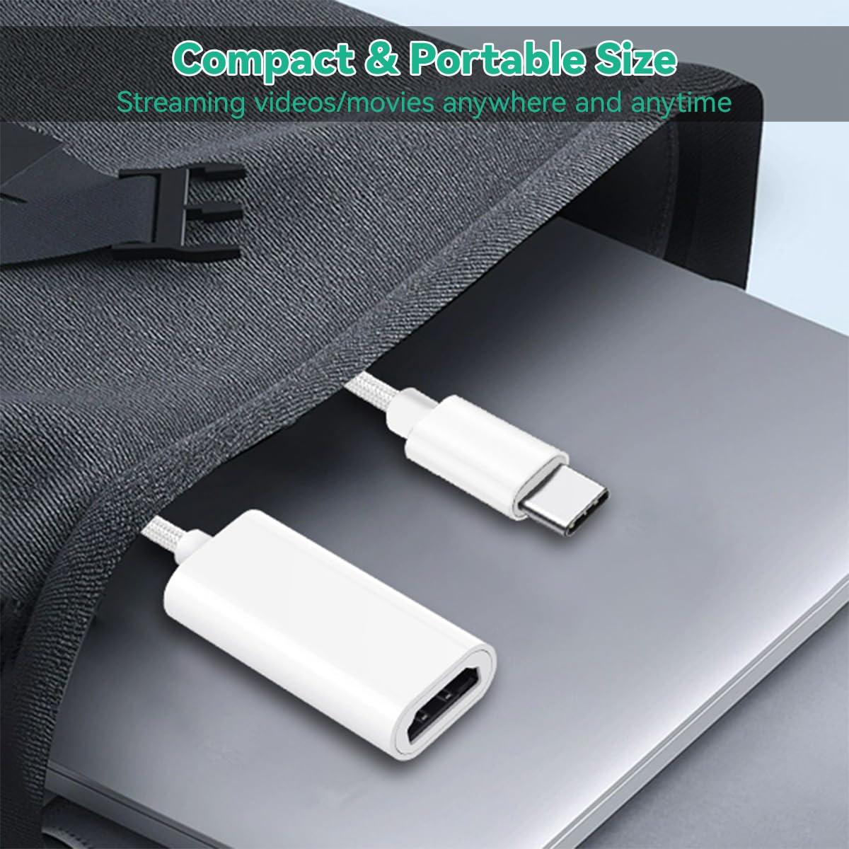 Herfair USB C to HDMI Adapter [MFi Certified] Type-C Digital AV Adapter for iPhone 15 to Monitor 4K HDMI Female to Type-C Male Converter for MacBook Pro/Air, iMac, Dell XPS, iPad Pro, Galaxy S23, More (White)