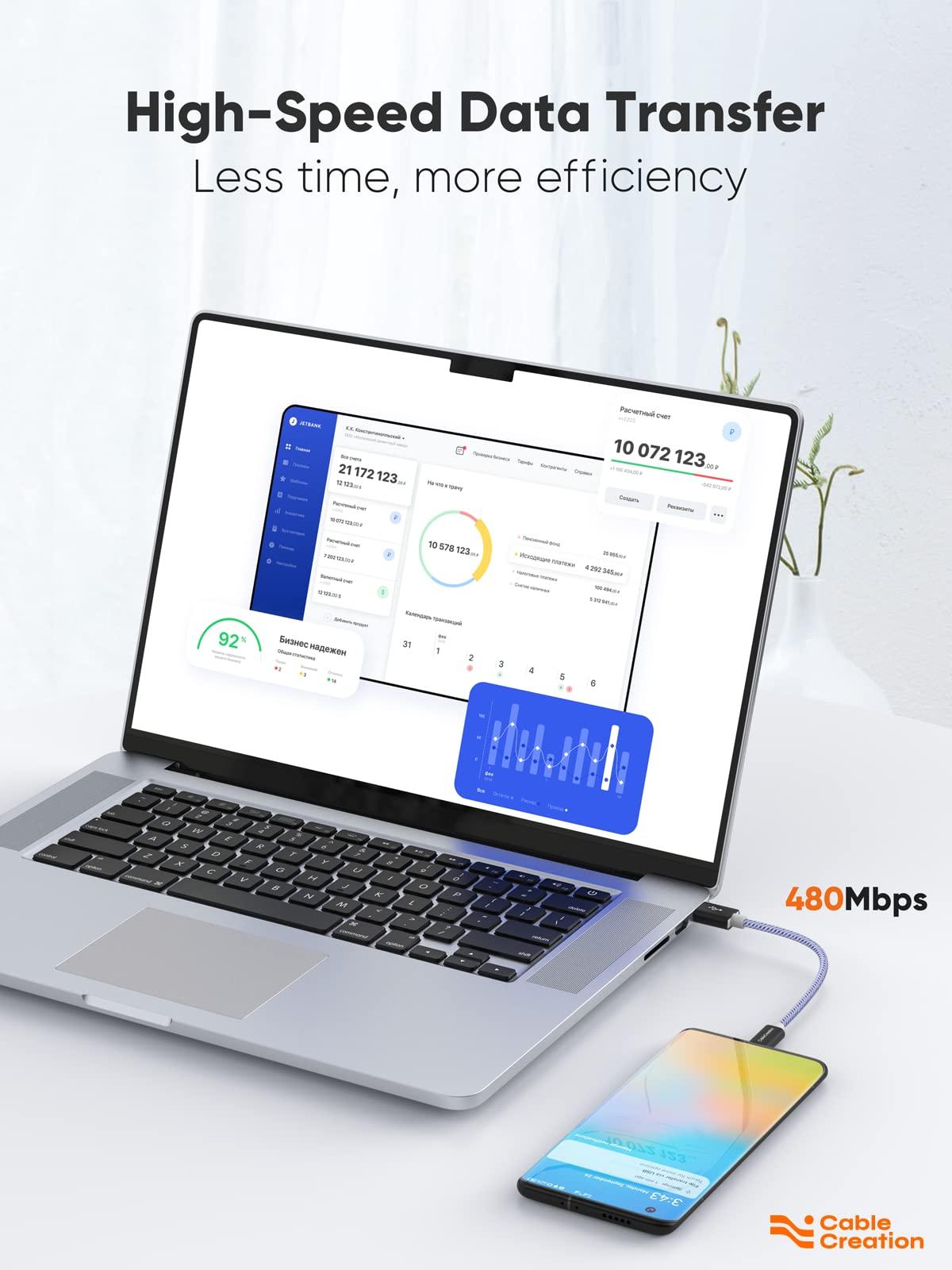 CableCreation CableCreation USB C to USB Cable Short 0.8FT, Durable USB A to C Fast Charging USB to Type C for Power Bank Galaxy S22,iPad Pro,iPhone 15/16,Android Auto/Cellphone,CarPlay