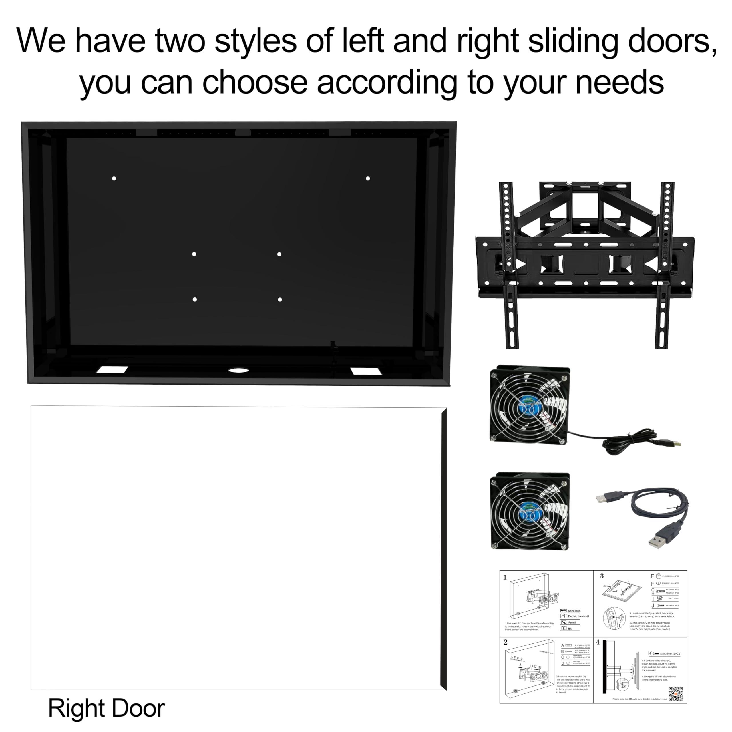 acrtmatic acrtmatic Weatherproof Outdoor TV Cover with Lock, Hard and Durable, Clear Dust-proof Television Enclosure for 50-55 inch Screens for Outside (Right Door), with TV Bracket Included.