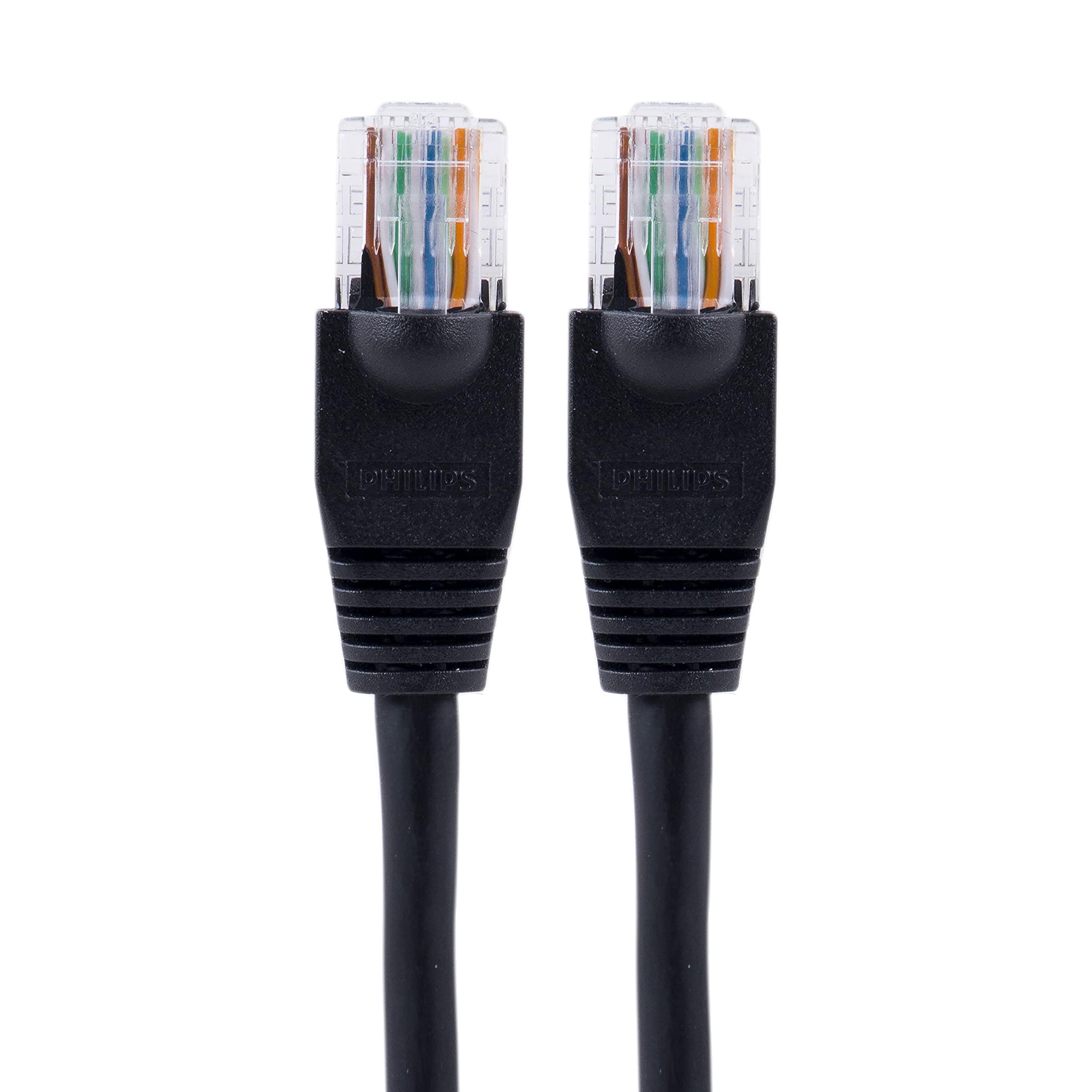 PHILIPS PHILIPS Ethernet Cable 50 ft. (15.2m) Cat5e Cat5 RJ45, Up to 100Mbps, for Router, Modem, Black, SWN7114A/27