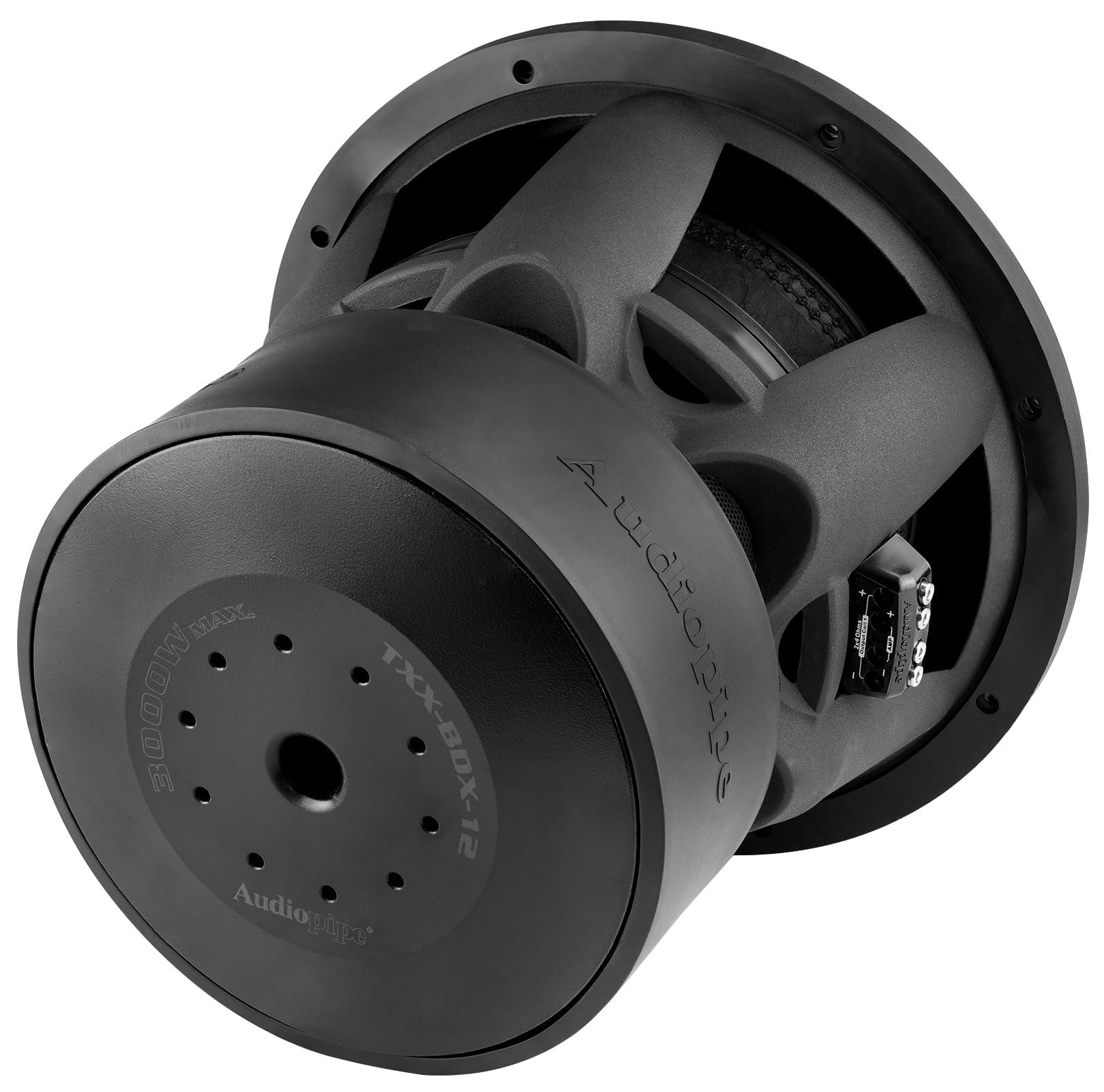 Audiopipe Audiopipe 12\" Competition Subwoofer (TXX-BDX-12), Superior Performance, 3000W, 3 Magnets, BASV Voice Coil, Aluminum Basket, Multi-Connect, Stitching Surround, Non-Press Paper Cone, 2 x 4 Ohms