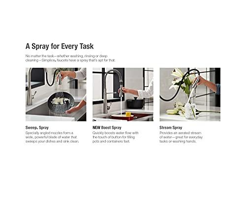 Kohler KOHLER Simplice Pull Down Kitchen Faucet, 3-Spray Faucet, Kitchen Sink Faucet with Pull Down Sprayer, Matte Black, K-596-BL