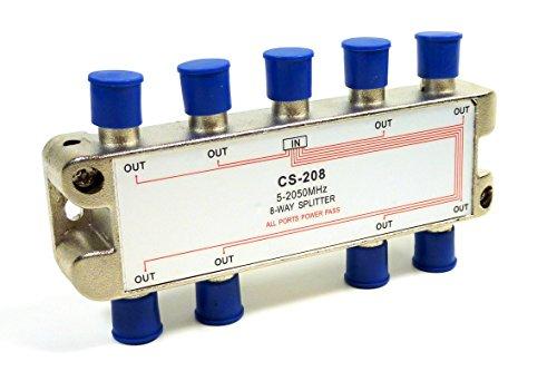 Philmore Philmore 2GHZ High "Q" 8-Way Low Loss Coaxial Satellite TV Signal Splitter With Weather Caps, Commercial Grade; CS208