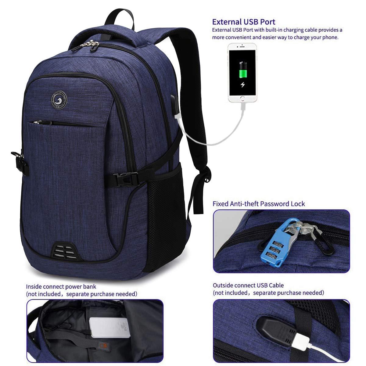 SHRRADOO SHRRADOO Anti Theft Laptop Backpack Travel Backpacks with usb Charging Port for Women Men College Backpack Computer Bag Fits 16.3 Inch Laptop,Royal Blue
