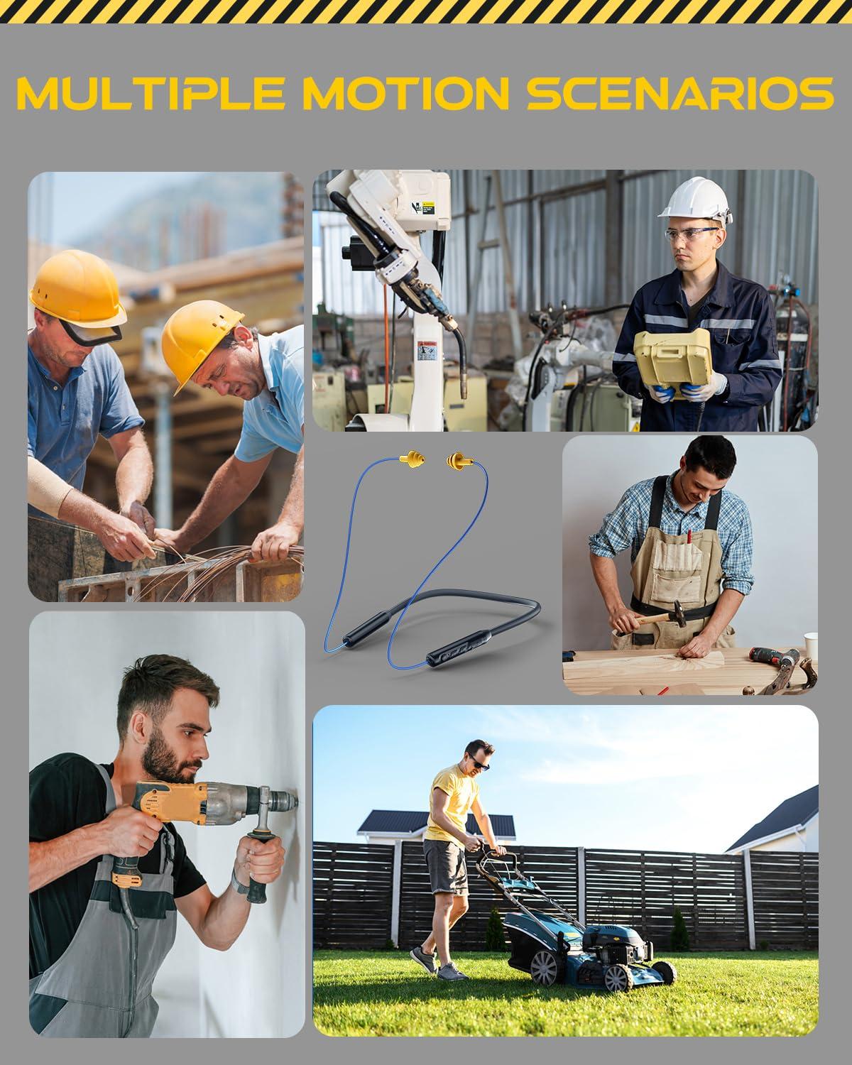 MIPEACE MIPEACE Bluetooth Earplug Headphones, Neckband Wireless Earbuds earplugs-29db Noise Reduction isolating in-Ear earplug Earphones and Controls,IPX5 sweatproof,19+Hour Battery(Blue)