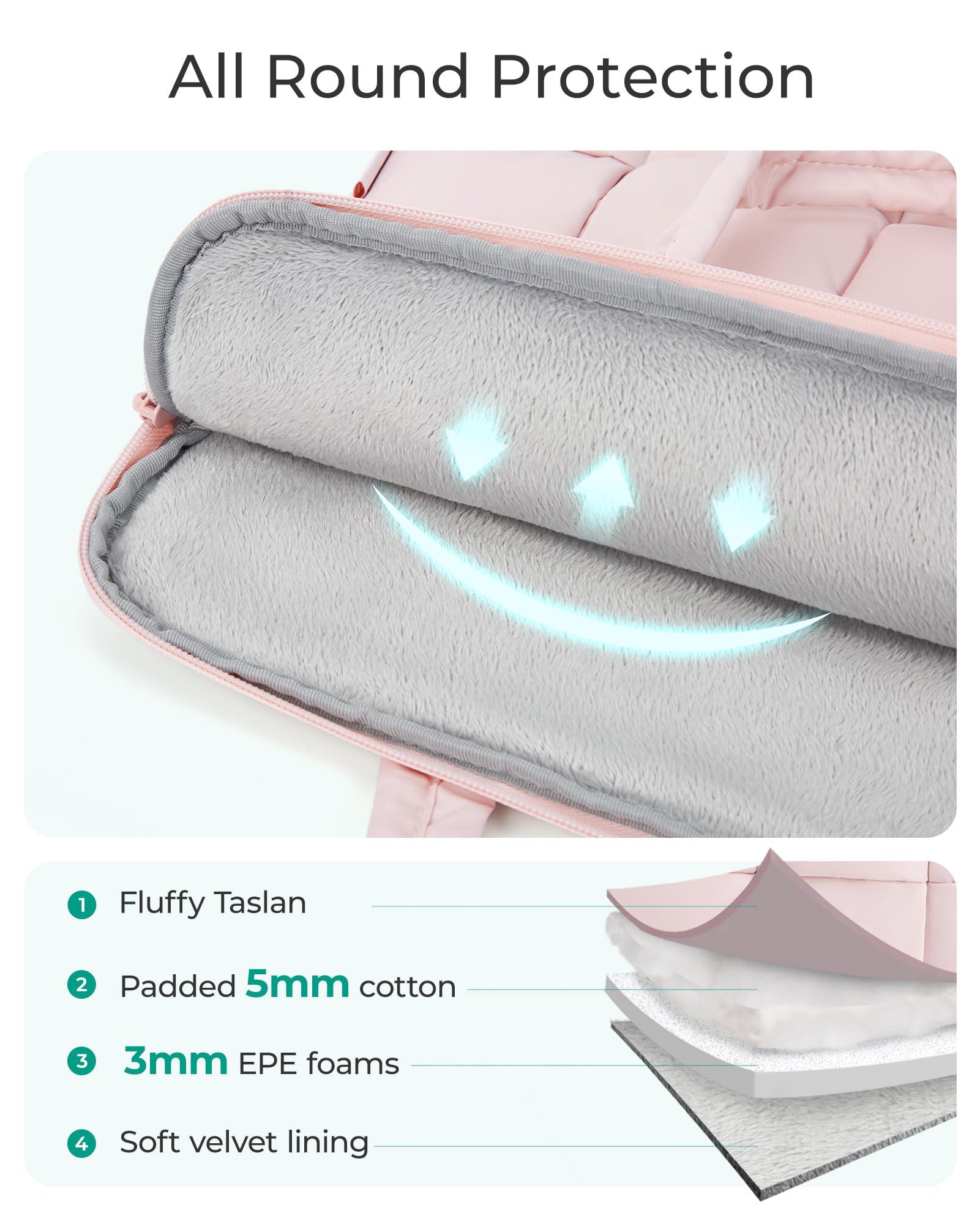 BAGSMART BAGSMART 13-14 Inch Laptop Case, Portable Puffy Laptop Sleeve with Handle, Compatible with MacBook Air/Pro 13.3 13.6 Inch M4 M3 M2 M1, Computer Sleeve Fitted with Dell,HP, Beige