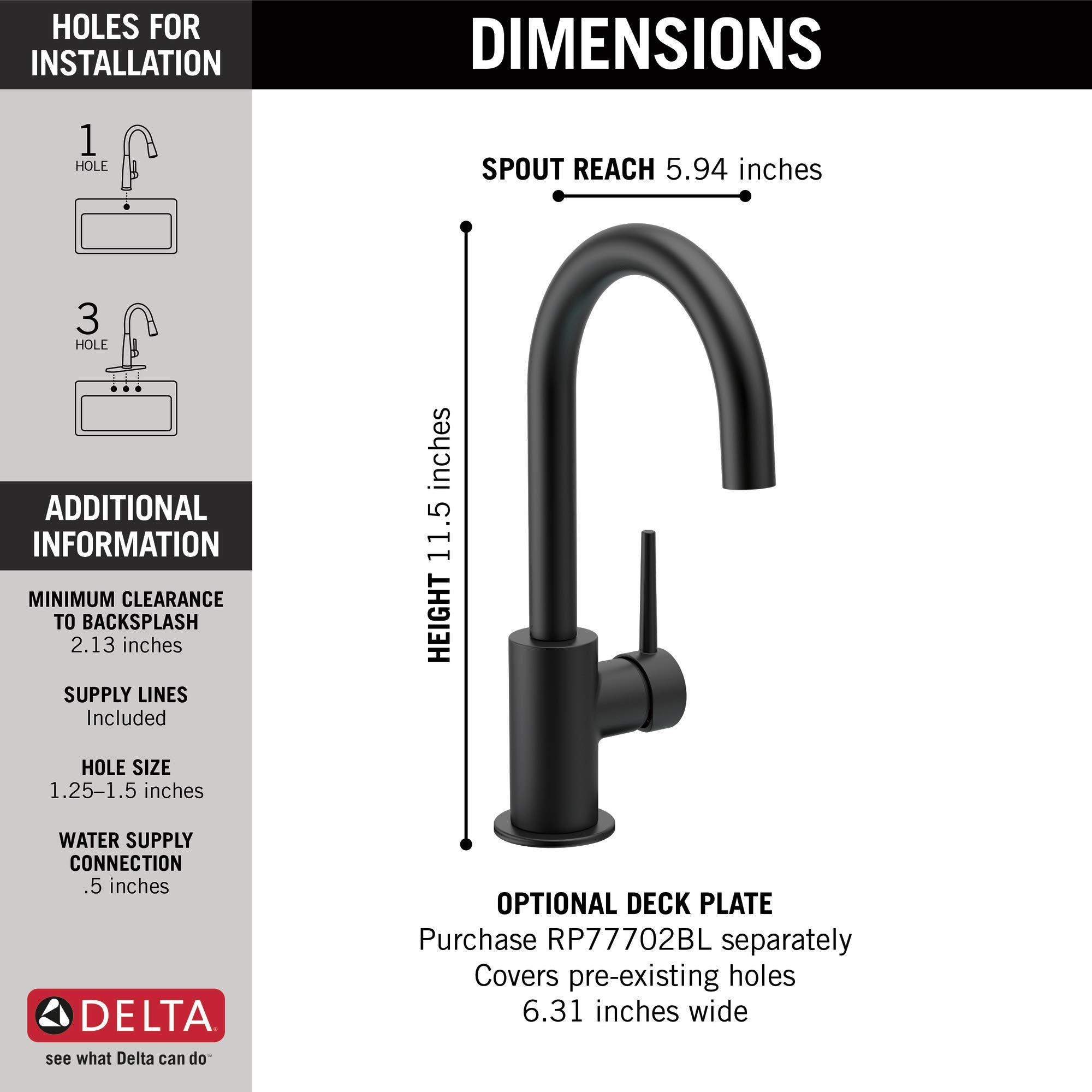 DELTA FAUCET DELTA FAUCET 1959LF-BL Bar, 11.50 x 3.44 x 5.94 inches, Matte Black