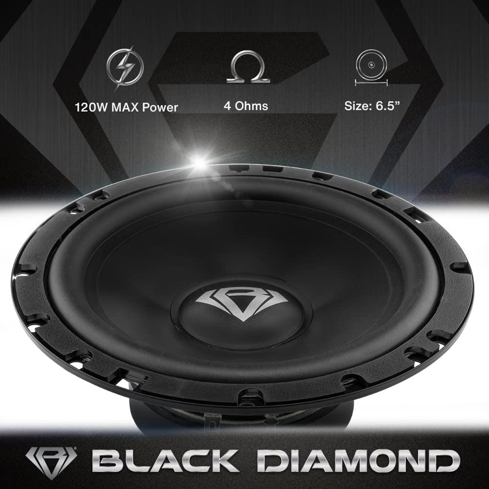 BLACK DIAMOND BLACK DIAMOND DIA-65.2C 6.5\" 2-Way Component System Speaker - 120 Watts, 4 Ohms - Clarity Unparalled by Other Speakers in Their Class (2 Speakers)