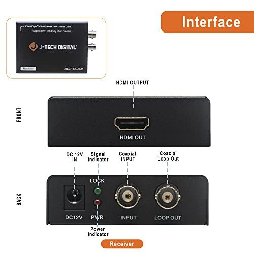 J-Tech Digital J-Tech Digital HDMI Over Coax Coaxial Daisy Chain Extender 900 FT RG6 / RG7 / RG11 1080p for CCTV, DVR, Cable Set Top Box [JTECH-EXC900]