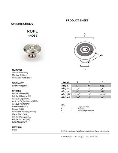Alno Alno A817-14-BARC Rope Traditional Knobs, Barcelona, 1-1/4"