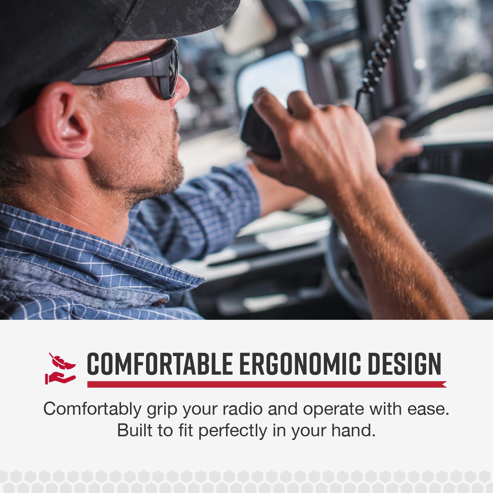 Cobra Digital Cobra HG M73 Premium Dynamic Replacement CB Microphone (Black) – 4 Pin Connector, 9 Foot Cord, Heavy Duty ABS Shell, Wire Mesh Grille, Left Side Push To Talk, Chrome Connector