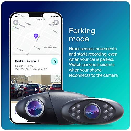 Nexar Nexar Pro Dual Dash Cam - 1 Year Nexar App Subscription Included - Unlimited Cloud Storage, Drive Recordings, Parking Mode, Night Vision, All Inside The Nexar App - WiFi HD Front Dash Cam (32 GB SD)