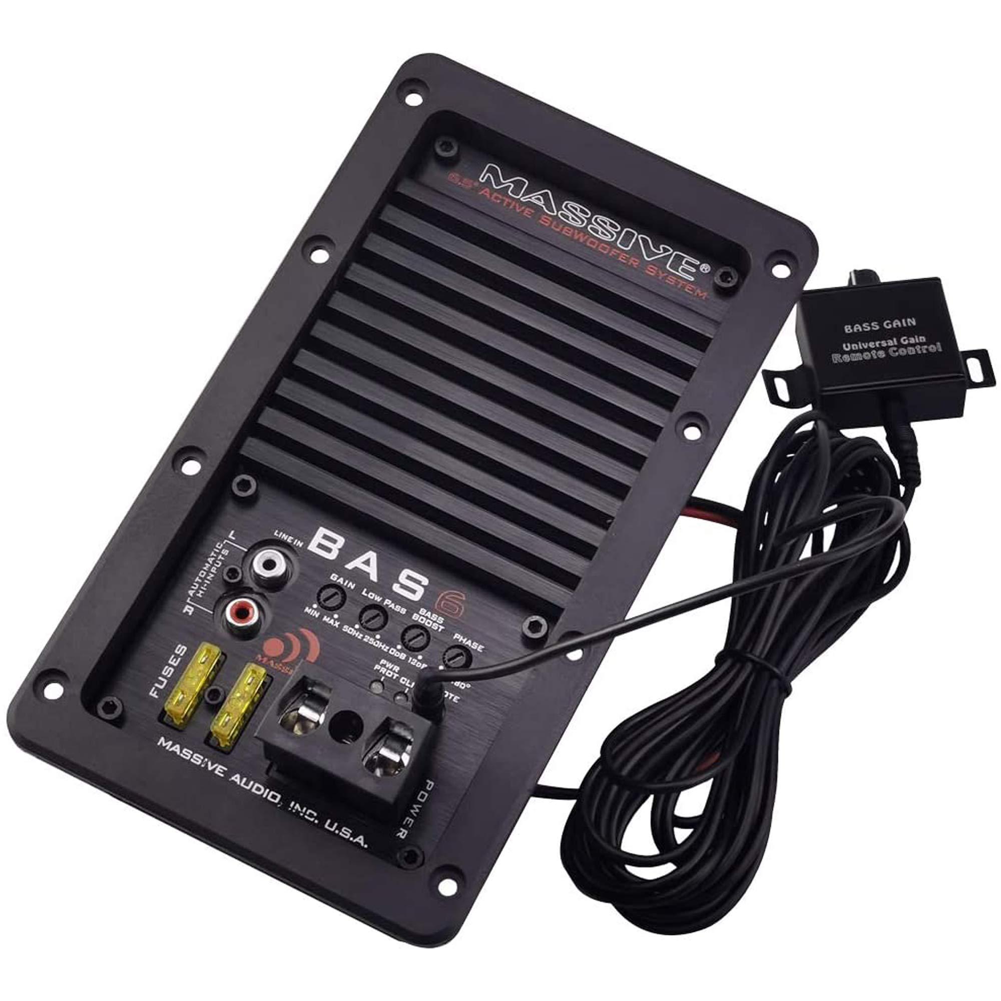 Massive Audio Massive Audio Car Powered Subwoofer Box BAS8 - Powered Subwoofer 8 Inch, 400 Watts RMS / 800 Watts MAX, Loaded Subwoofer Enclosure with Built-in Amplifier.