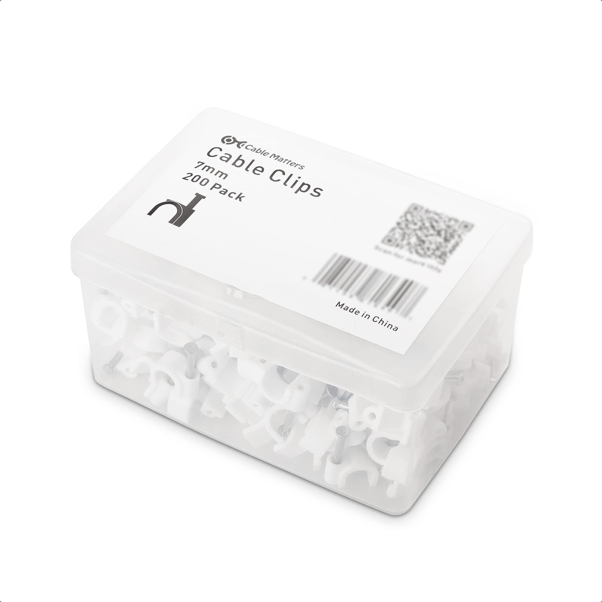 Cable Matters Cable Matters 200-Pack Nail-in Cable Clips Cord Organizer, 7mm / 0.27 inches, Coaxial Cable Clips, Ethernet Cable Wall Clip, Wire Wall Clips, White