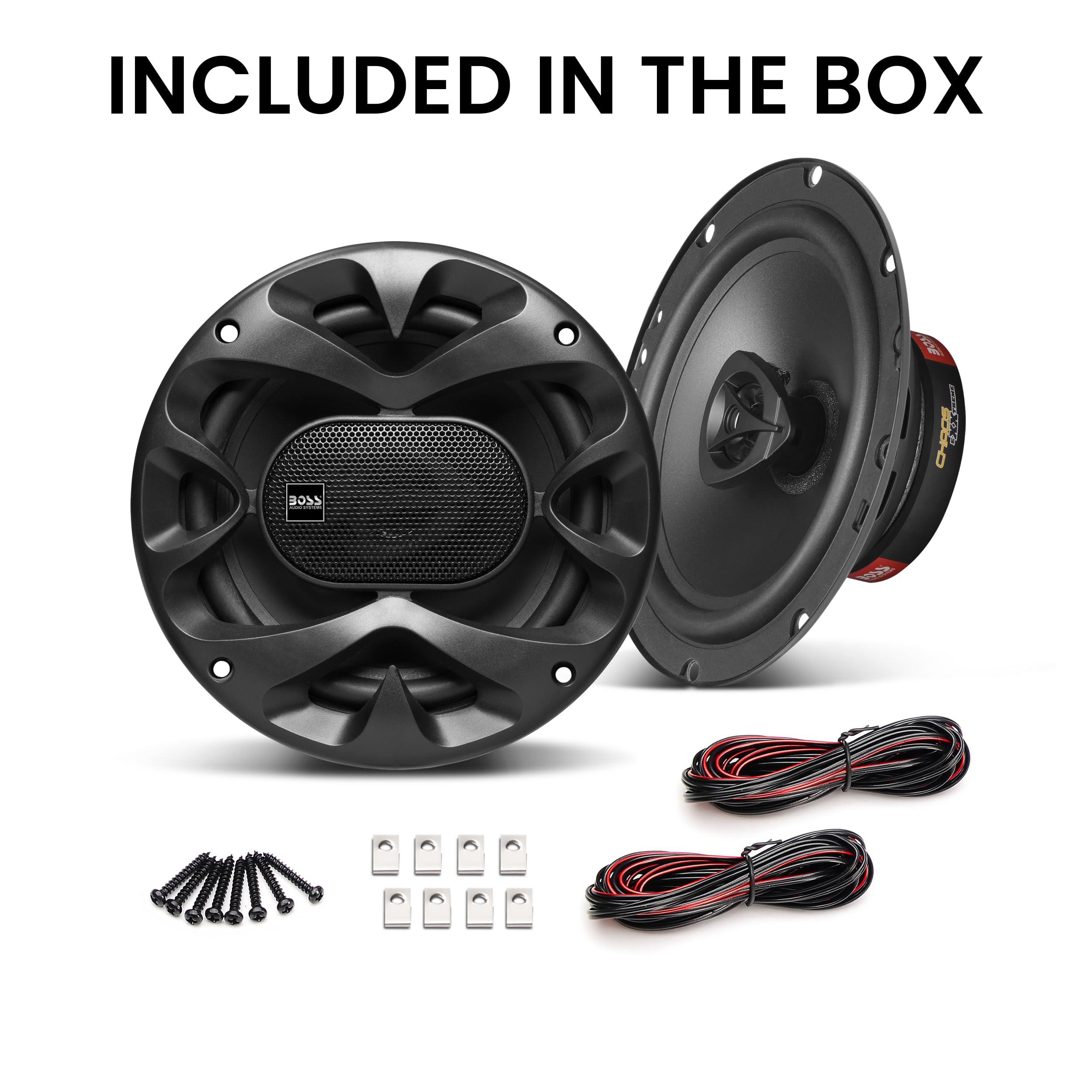 BOSS Audio Systems BOSS Audio Systems CH6520B Chaos Series 6.5 Inch Car Stereo Door Speakers - 250 Watts Max, 2 Way, Full Range Audio, 1 Inch Tweeter, Coaxial, Sold in Pairs