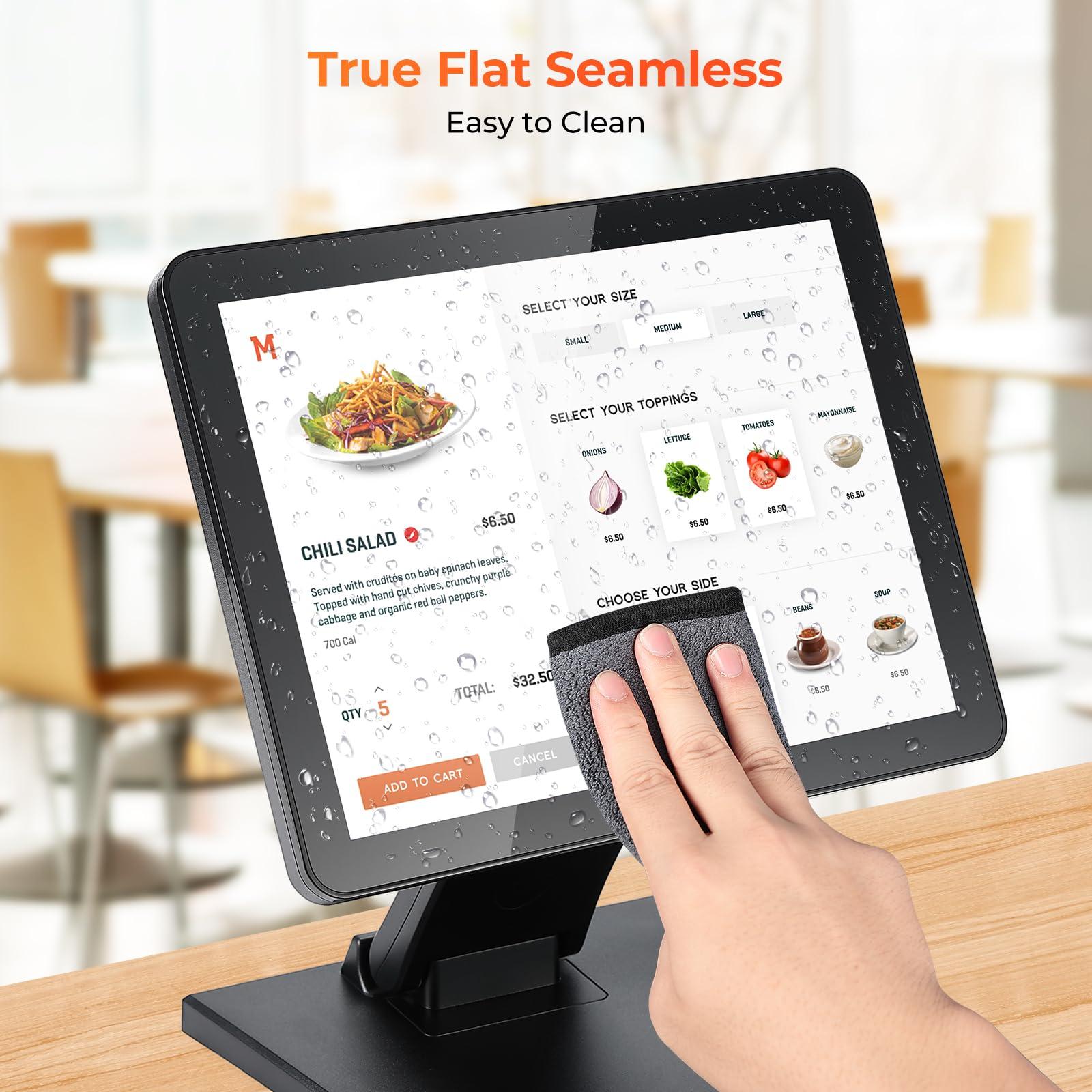 MUNBYN MUNBYN 12-inch POS Touchscreen Monitor, LED POS Monitor, HDMI/VGA Capacitive Screen Display, Foldable Stand POS Touch Screen Monitor for Retail, Restaurant, Bar, Small Business, No Driver Required