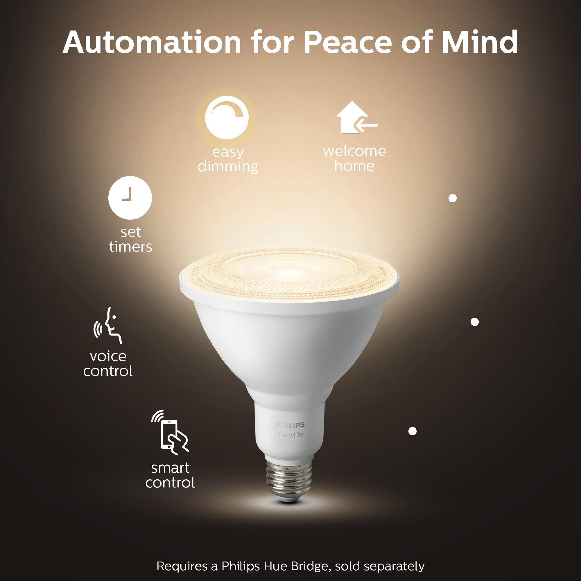 Philips Hue Philips Hue White Outdoor PAR38 13W Smart Bulbs Hub Required, 2 White PAR38 LED Smart Bulbs, Works with Alexa, Apple HomeKit and Google