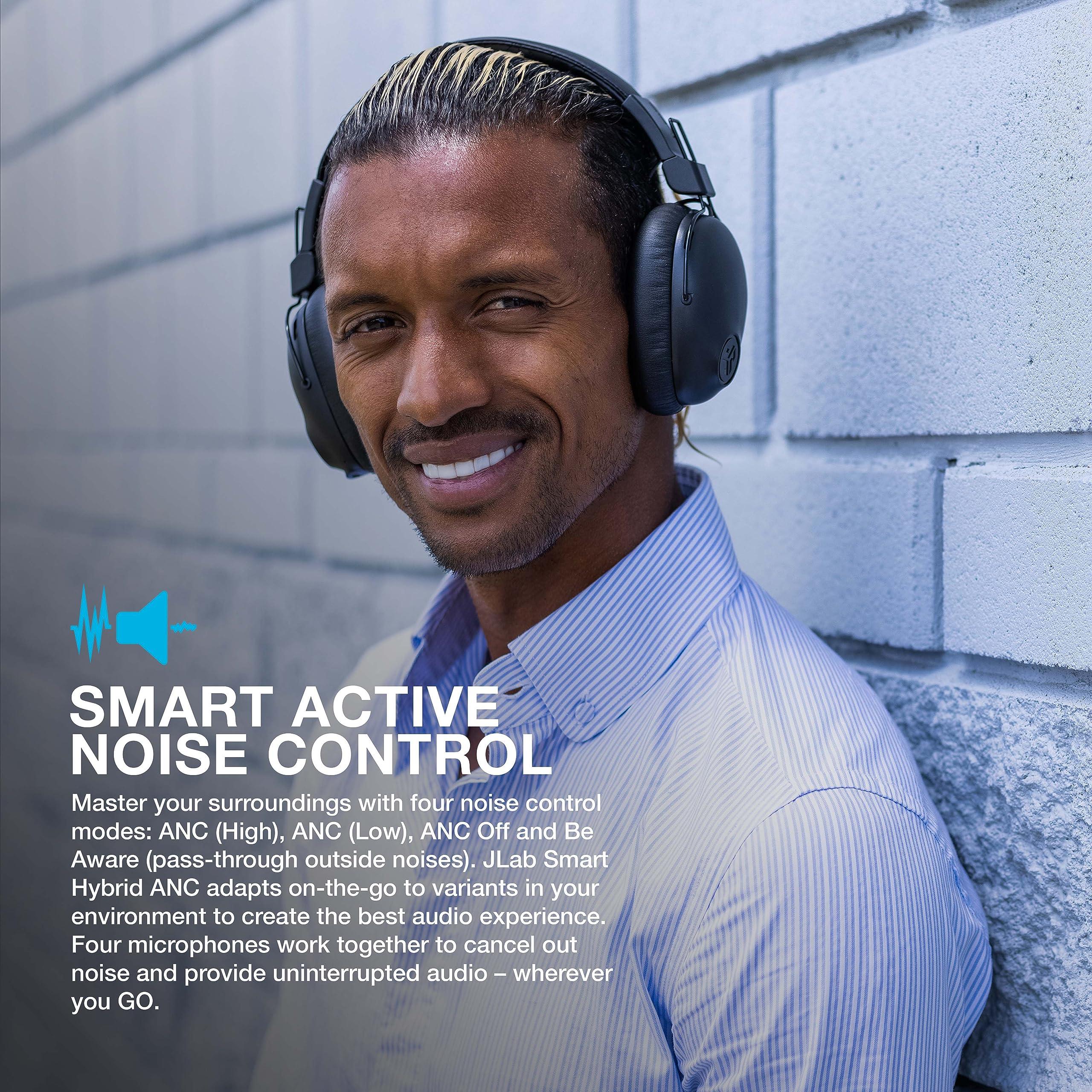 JLab JLab Studio Pro ANC Bluetooth Wireless Over-Ear Headphones, 45+ Hour Bluetooth 5 Playtime, Smart Active Noise Cancellation, EQ3 Sound, Ultra-Plush Faux Leather and Cloud Foam Cushions, Black