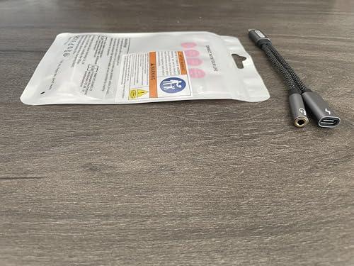 Liaoan USB C to 3.5mm headphones and charging adapter, 2-in-1 USB C to 3.5mm female head and USB C charging port, fast charging, suitable for mobile phone 15 Pro Max Plus, S21 S22 S23 S24 Ultra, Note 20.