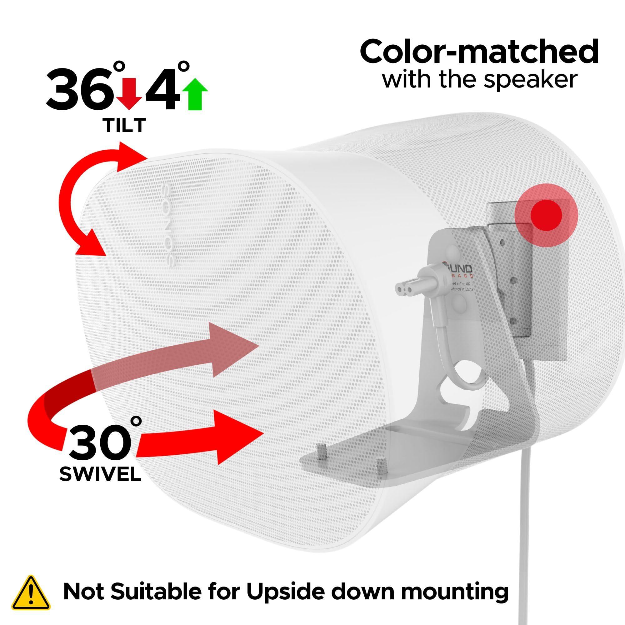 Sound Bass ERA300 Wall Mount Bracket, Tilt and Swivel, White, Twin (2pcs), Compatible with Sonos ERA 300, Effortless Installation, Includes Mounting Kit, Double, Pair