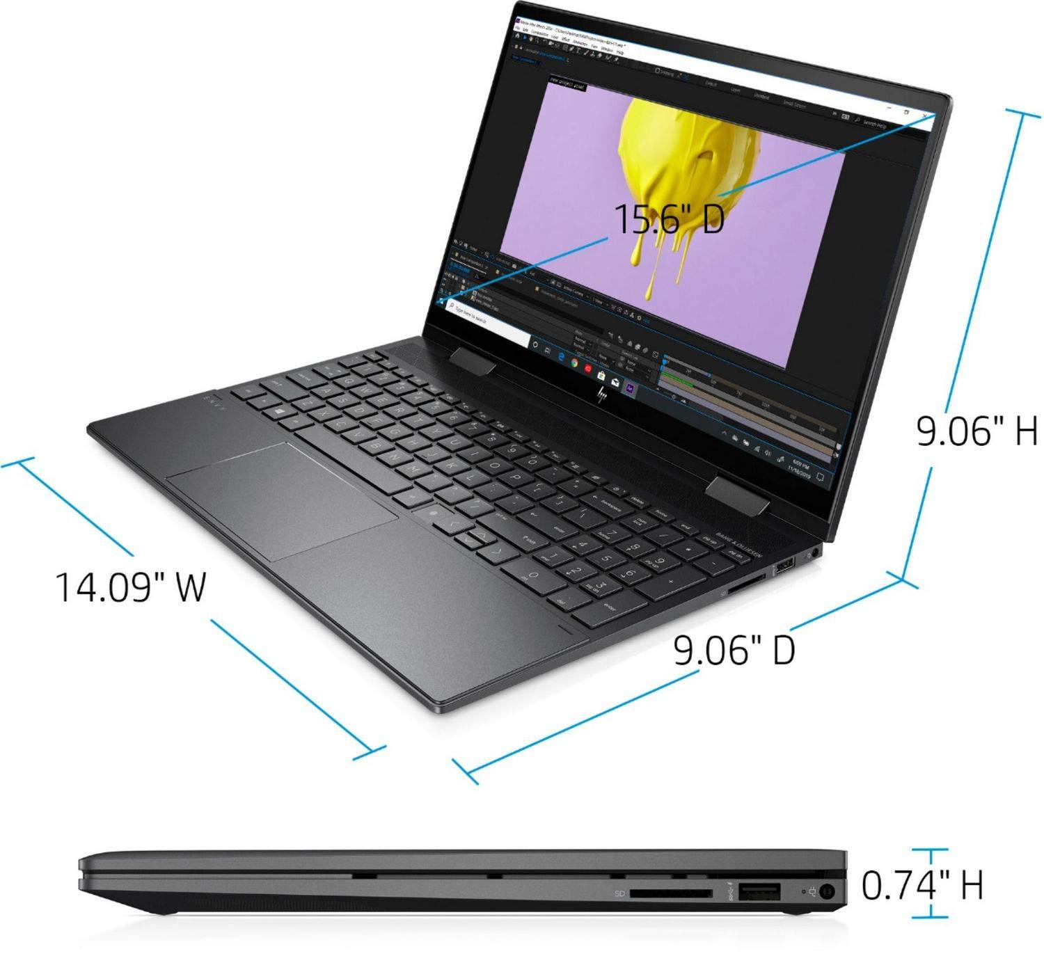 HP 2020 HP Envy x360 2-in-1 Laptop, 15.6" Full HD Touchscreen, AMD Ryzen 5 4500U Processor up to 4.0GHz, 8GB Memory, 256GB PCIe SSD, Backlit Keyboard, HDMI, Wi-Fi, Windows 10 Home, Nightfall Black