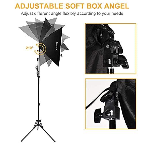 YICOE YICOE Softbox Lighting Kit with 60 cm Reflector Professional Continuous Studio Photography Equipment with 2 95W Bulbs 5500K for Filming Portrait Product Shooting Photography Video