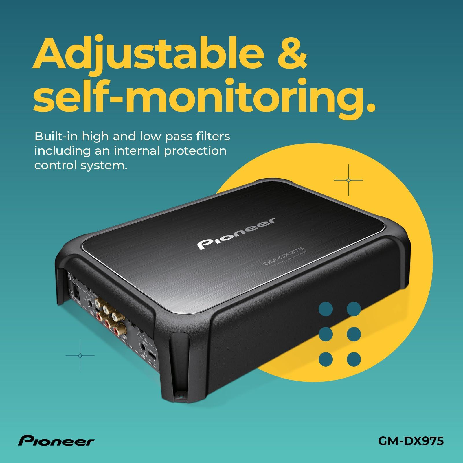 Pioneer Pioneer GM-DX975 5-Channel Car Amplifier 2000W Max, Efficient Class D, Bass Boost Control, Remote Bass Knob Included, Hi-Res Certified, Gold terminals, Full System amp with bass Control
