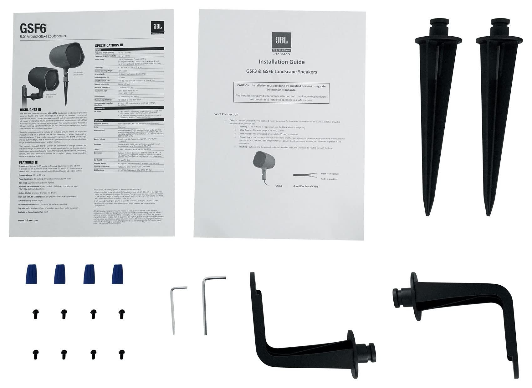 JBL JBL Professional GSF6TN Ground-Stake Outdoor Landscape Speaker, 6.5" Coax, Tan, 1 Pair of Speakers