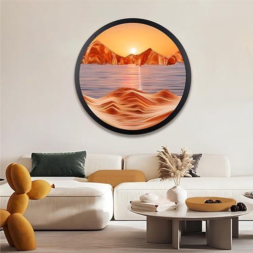 JYBBGO JYBBGO Sand Art, Sand Art Liquid Motion, 360 Rotate Wall Mounted Moving Sand Art Picture Relaxing Mood Peaceful Piece Home Office Work Decor (23.6\'\', orange2)