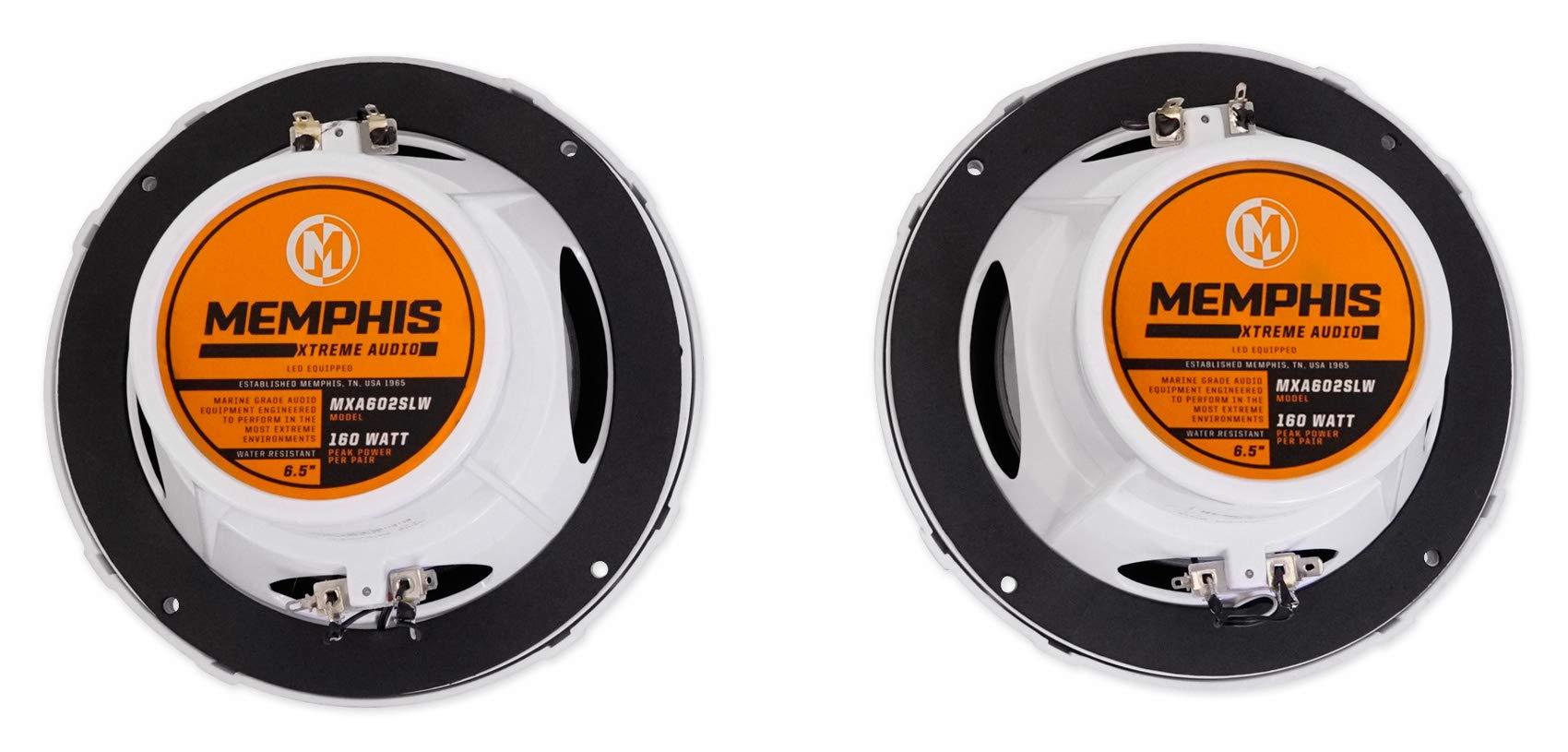 Memphis Memphis (4) Audio MXA602SLW 80 Watt 6.5" White Marine LED Speakers for Boat