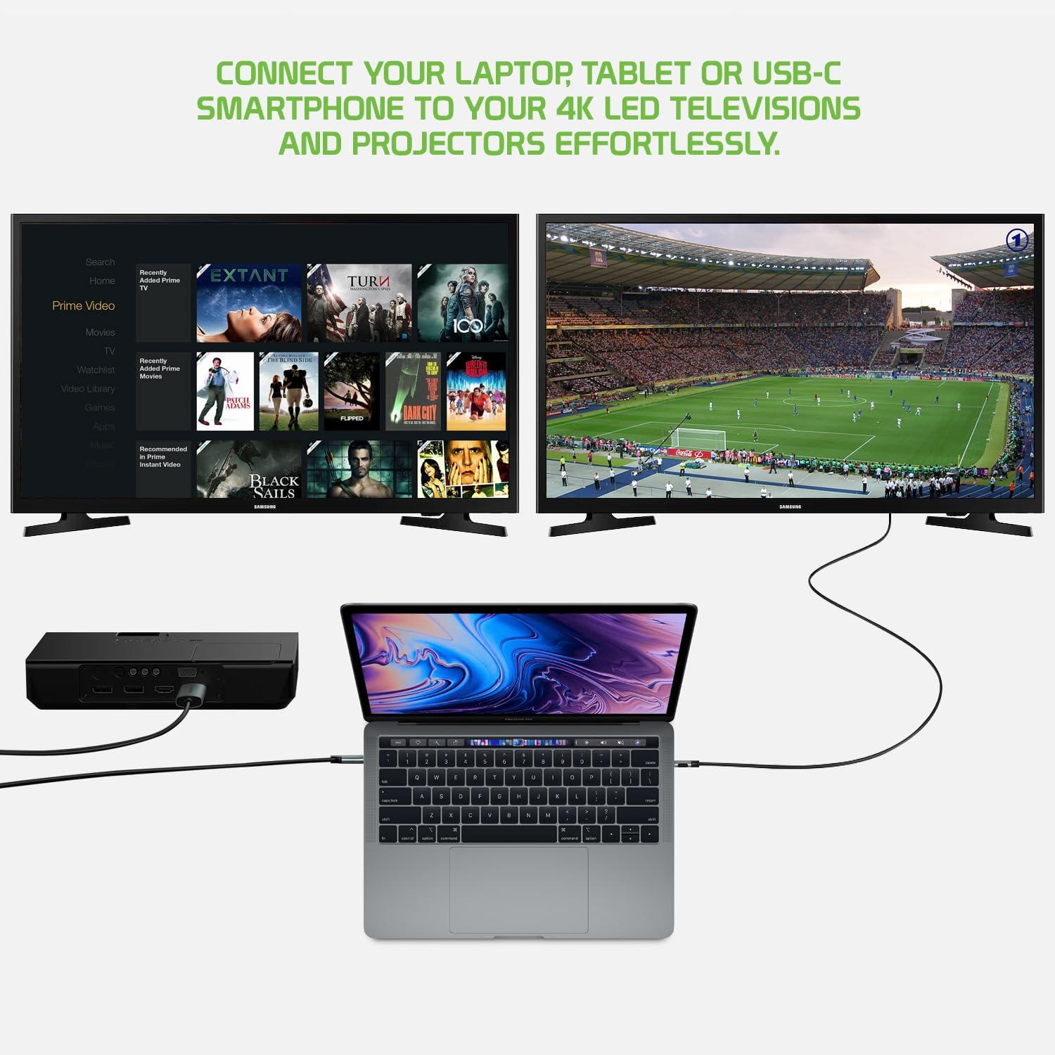 Cellet USB-C to HDMI 4K Video Adapter Cable, Adapter, Smartphone to TV HDMI [Thunderbolt 3 Compatible] Compatible with iPhone 15, Samsung Galaxy, Moto and Laptop with USB-C (6-Feet)