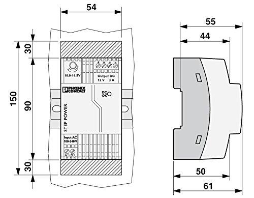 PHOENIX VITAL LIFE Phoenix Contact STEP-PS/1AC/12DC/3 DIN Rail Power Supply 12Vdc 3A 36W