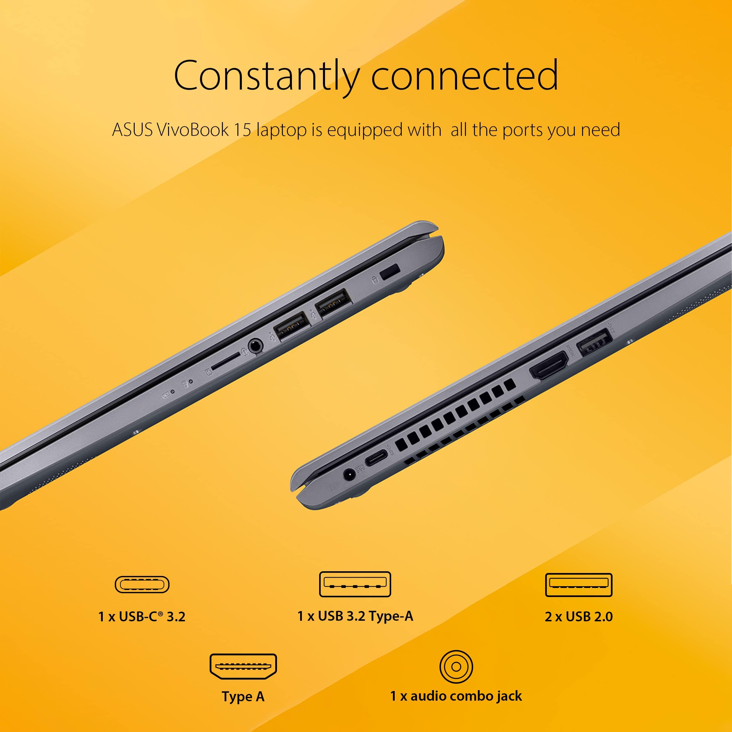 ASUS ASUS VivoBook 15 F515 Laptop, 15.6" FHD Display, Intel i3-1115G4 CPU, 8GB DDR4 RAM, 512GB SSD, Windows 11 Home in S Mode, Slate Grey, F515EA-AH34