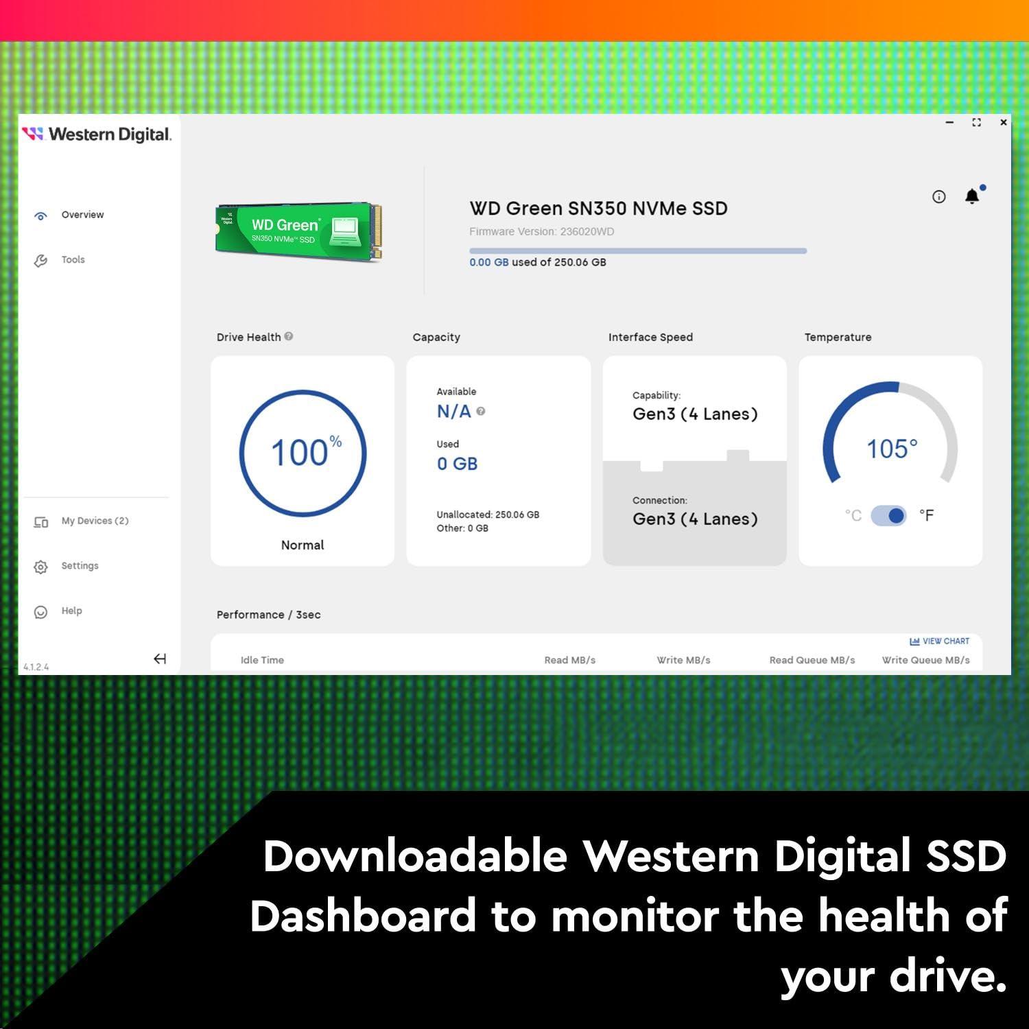 Western Digital Western Digital 500GB WD Green SN350 NVMe Internal SSD Solid State Drive - Gen3 PCIe, M.2 2280, Up to 2,400 MB/s - WDS500G2G0C