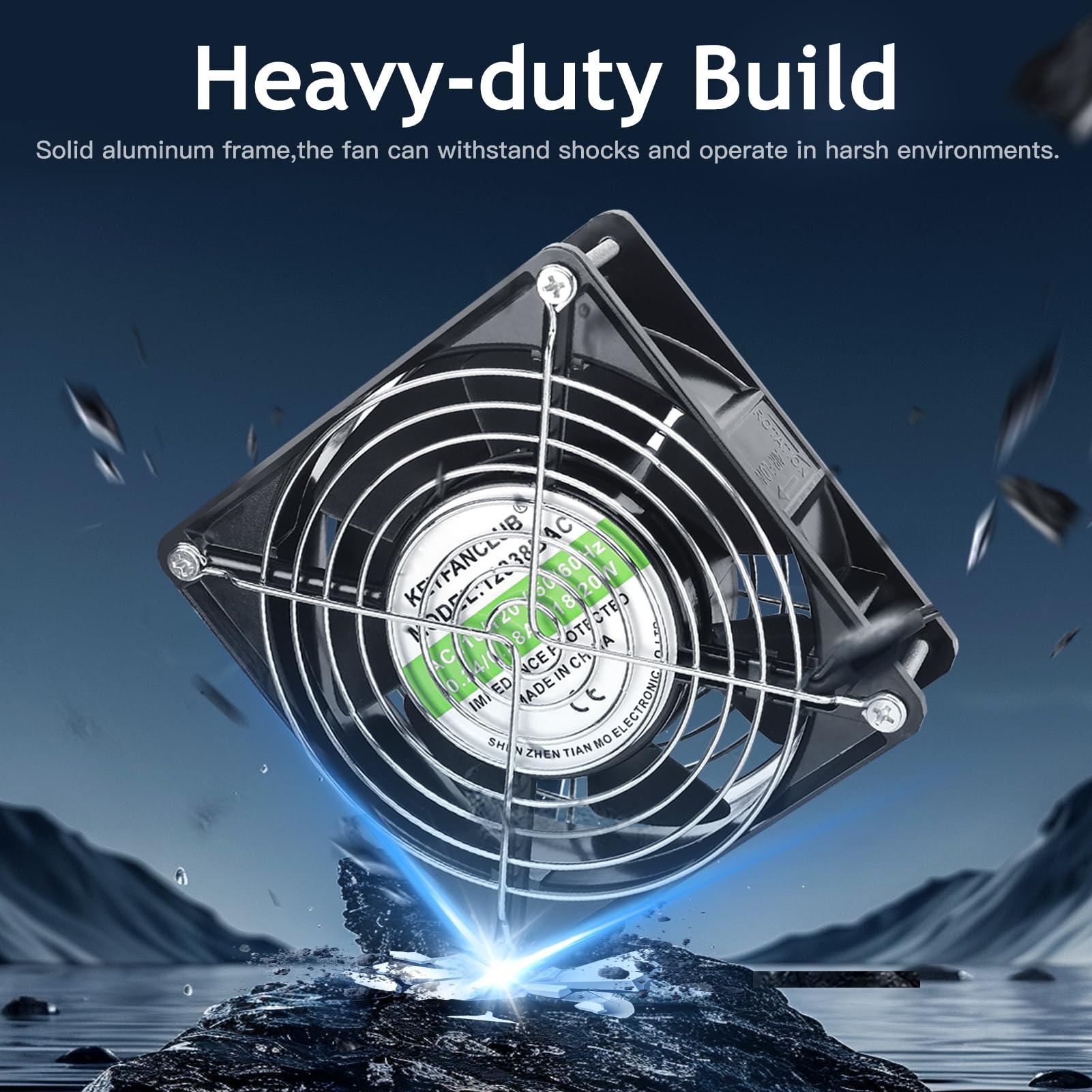 KEYFANCLUB KEYFANCLUB High Speed Axial Muffin Fan 110V 120V AC 120mm x 38mm Dual Ball for DIY Cooling Ventilation Exhaust Projects