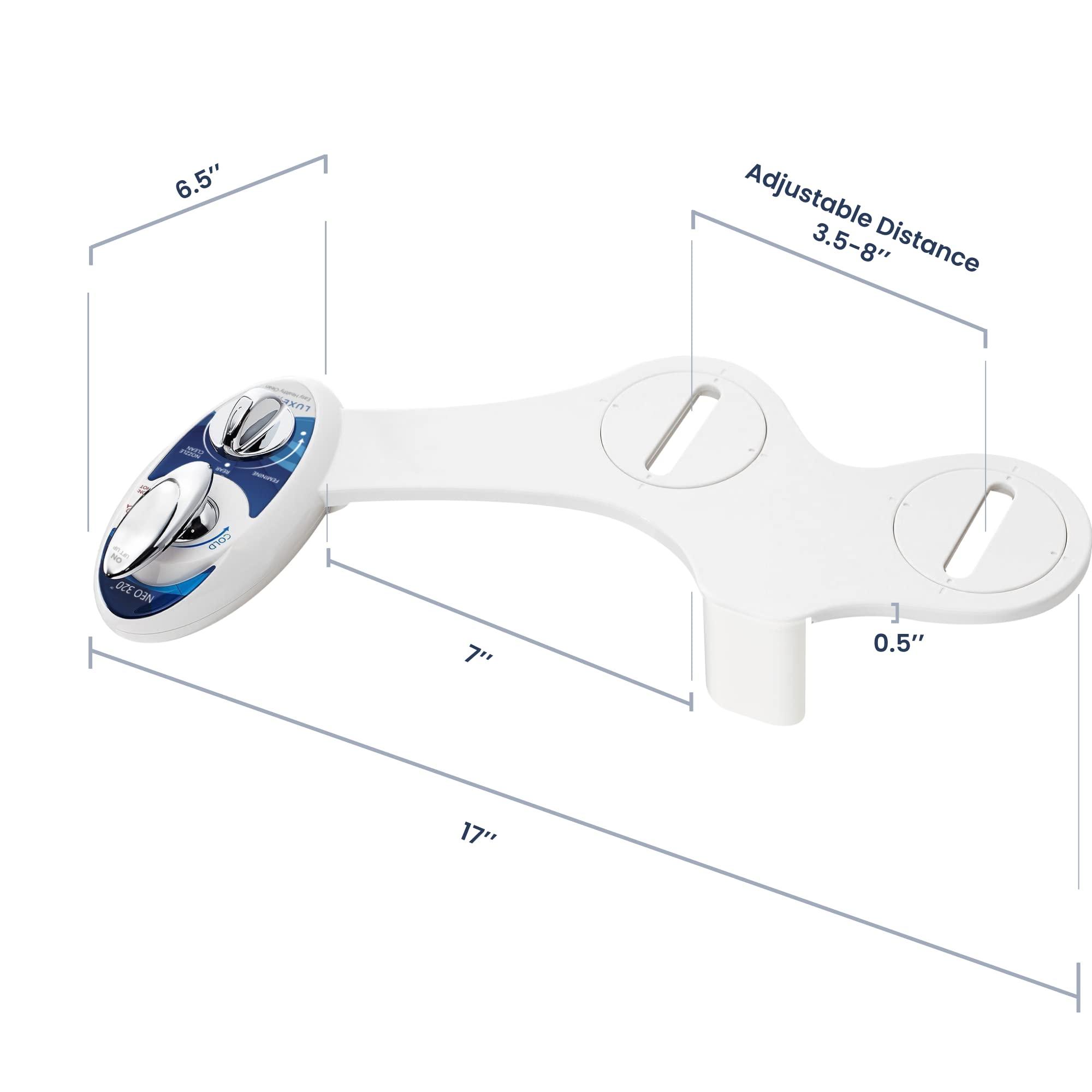 LUXE Bidet LUXE Bidet NEO 320 - Hot and Cold Water, Self-Cleaning, Dual Nozzle, Non-Electric Bidet Attachment for Toilet Seat, Adjustable Water Pressure, Rear and Feminine Wash, Lever Control (Blue)