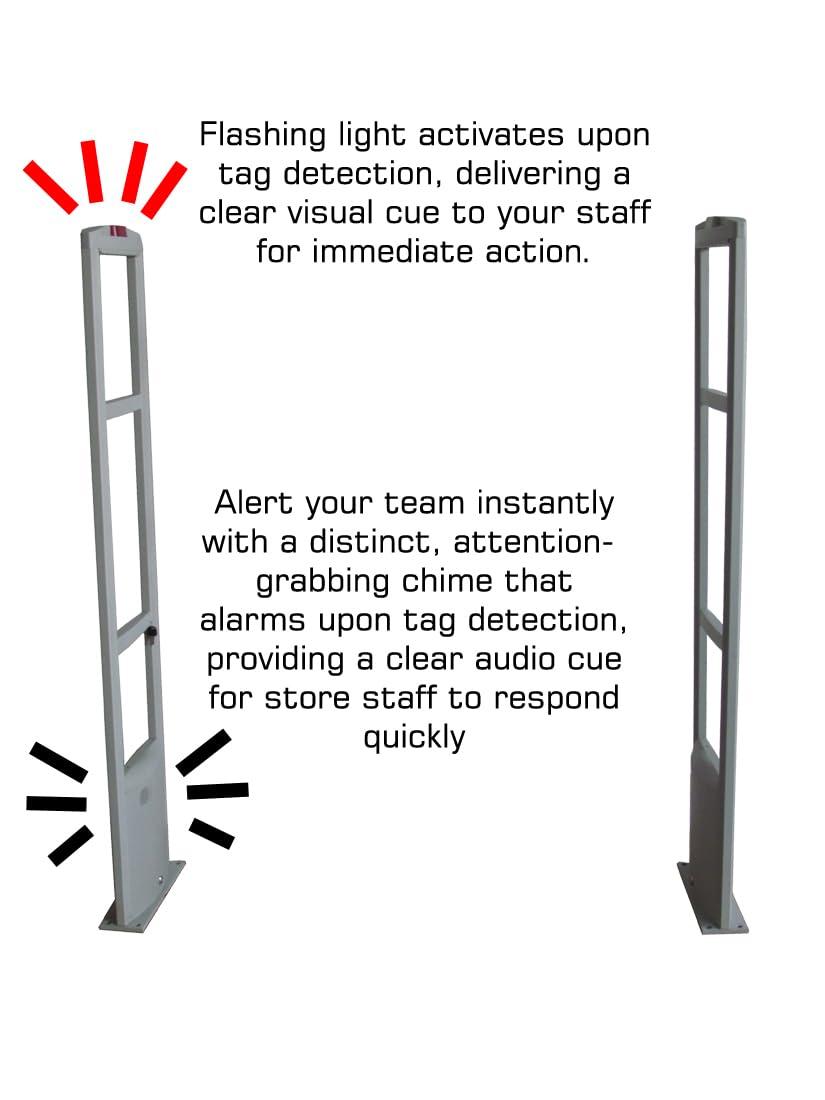 Easmartech Full Starter Pack - EAS RF Retail and Clothing Store Security Tower Antenna System + 1000 Tags and Warning Stickers. Great for Shop Protection, Boutiqes, Store Security System Asset Protection