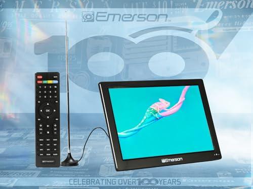 Emerson Emerson ET-1300 13.3" Portable Digital TV with Built-in Rechargeable Battery, DC Car Adapter, HDMI, USB, and AV Inputs, Crystal-Clear HD Display, Compact for Travel, Tailgating, and Camping