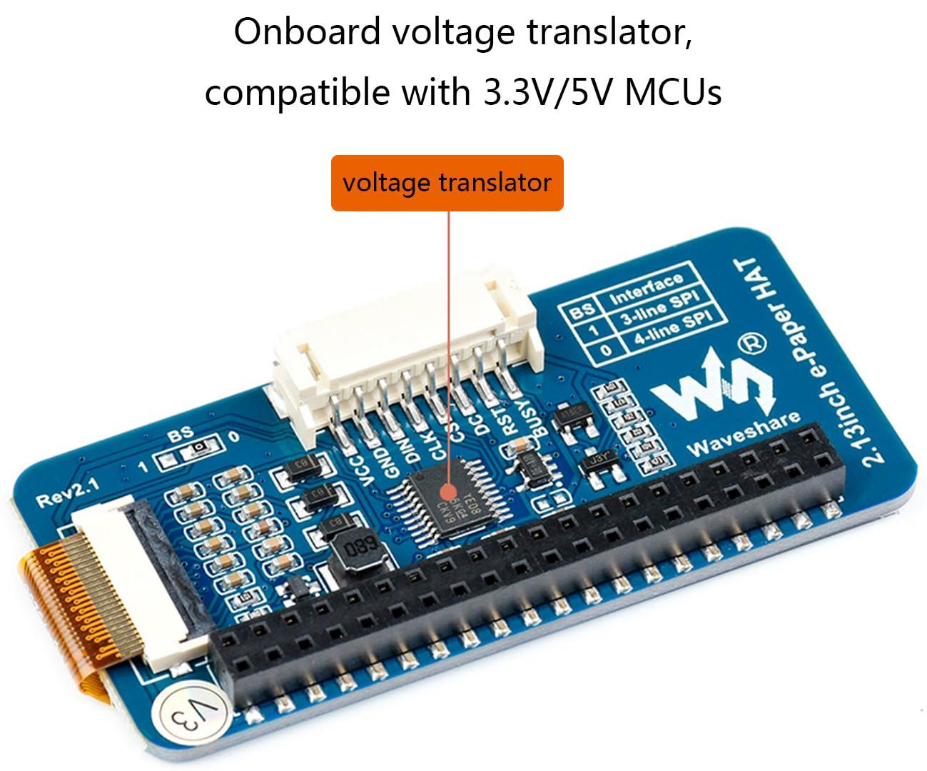 waveshare waveshare 2.13inch E-Paper Display HAT for Raspberry Pi 4B/3B+/3B/2B/Zero/Zero W/Zero WH and Jetson Nano,250x122 Pixel Black,White Two-Color E-Ink Display SPI Interface Support Partial Refresh