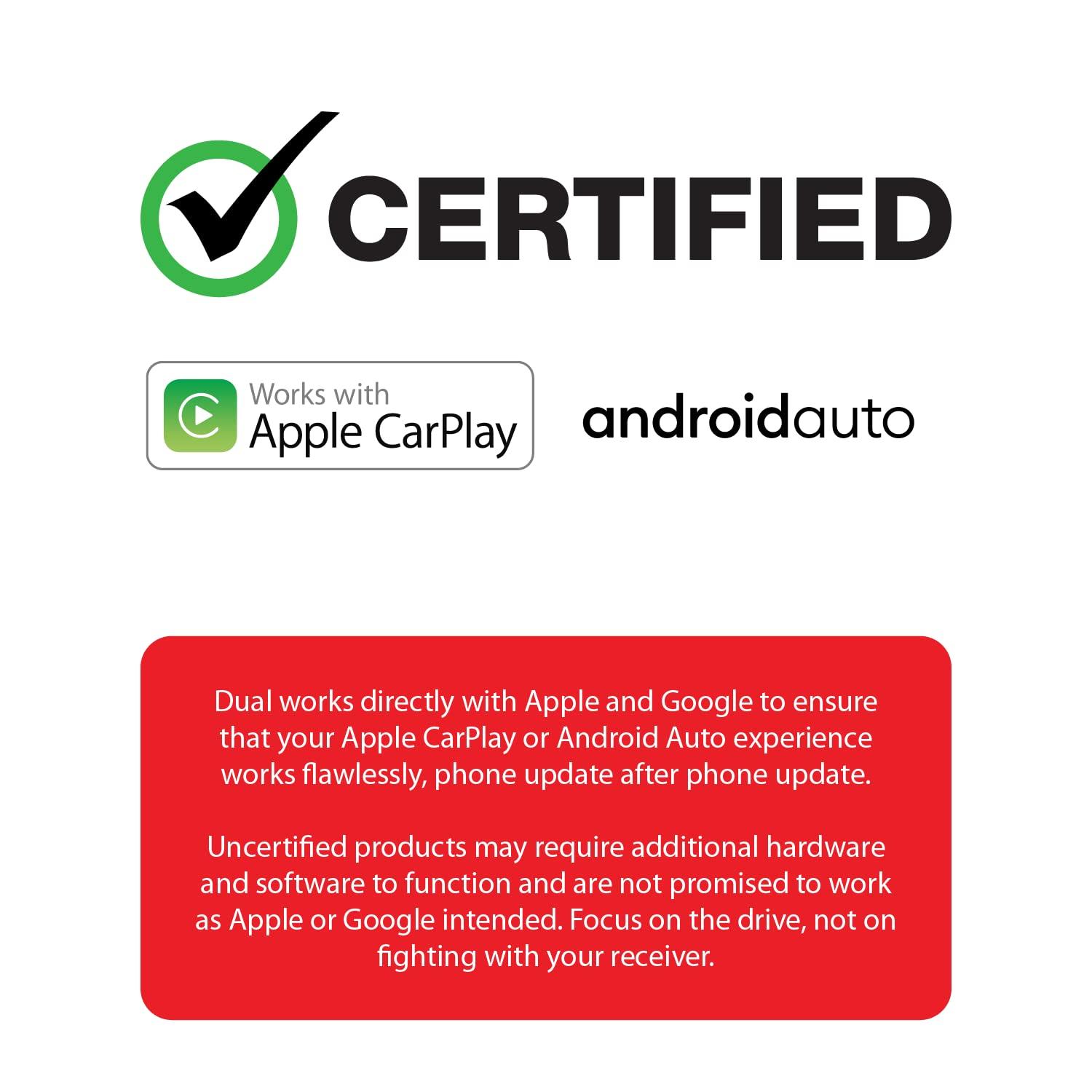 Dual Electronics Dual Electronics DCPA71-BC 7-inch Certified Apple Carplay Android Auto | Double DIN Touchscreen Car Stereo Radio | Bluetooth Hands Free Calling & Music Streaming | Backup Camera Included