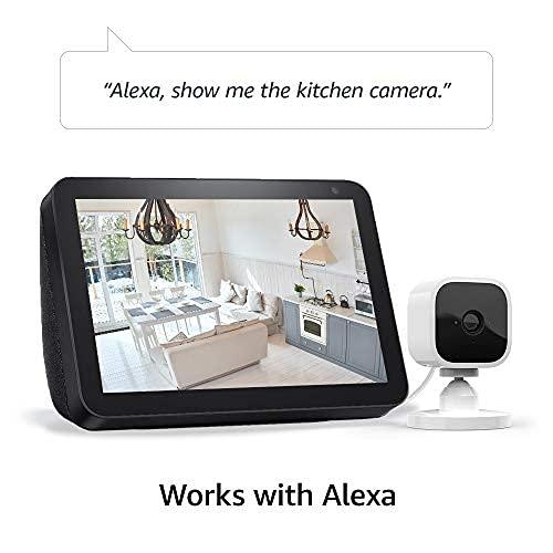 Blink Blink Mini - Compact indoor plug-in smart security camera, 1080p HD video, night vision, motion detection, two-way audio, easy set up, Works with Alexa 3 cameras (White)