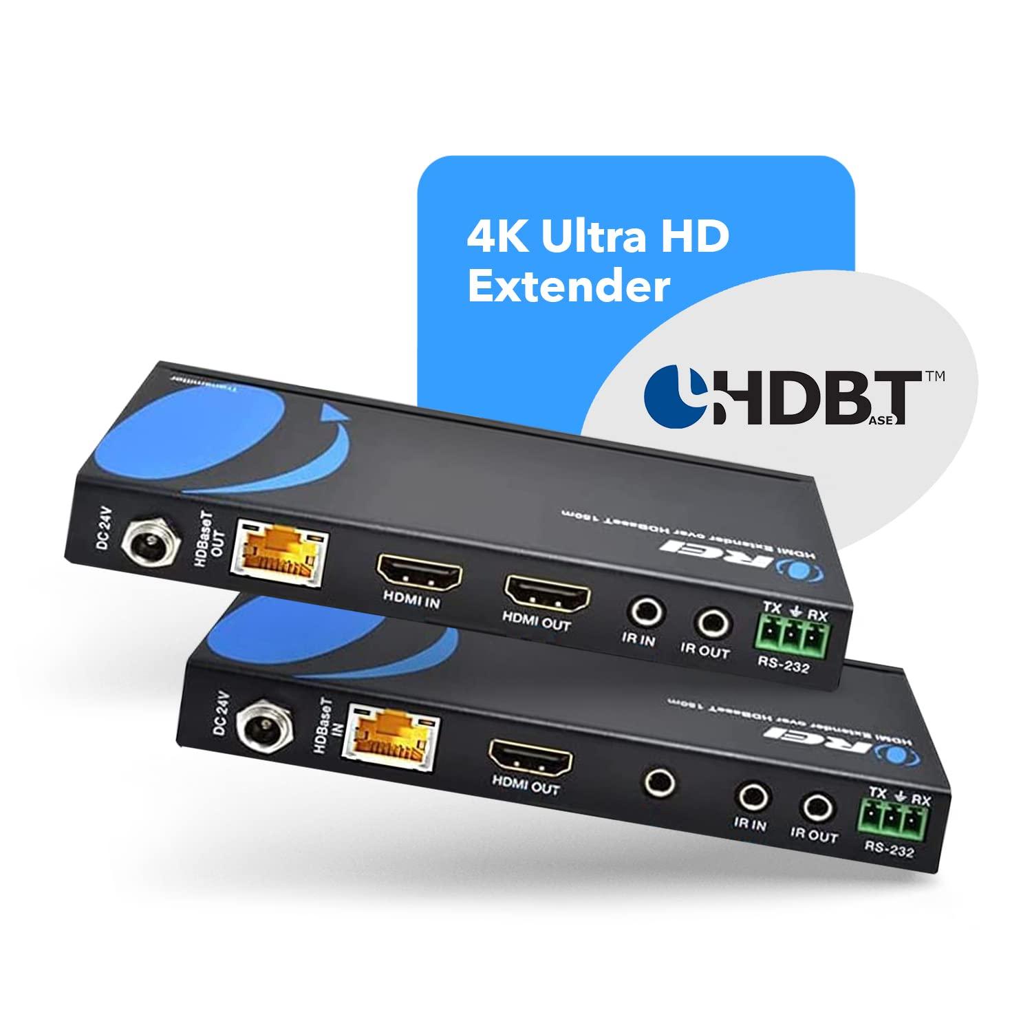 OREI OREI UltraHD HDMI Extender 4K 18G HDBaseT Over Single CAT5e/CAT6 Cable 4K @ 60Hz Upto 230FT with IR Remote 1080P Upto 330 Ft - Power Over Cable - Zero Latency Black