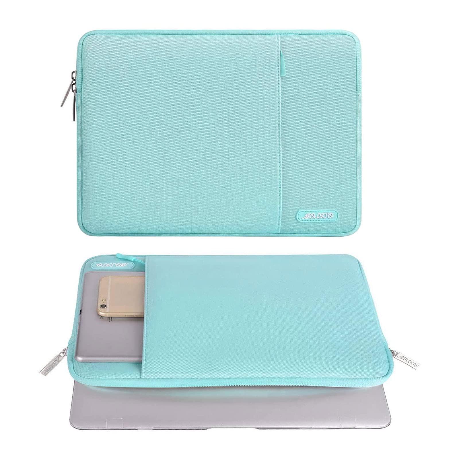 MOSISO MOSISO Laptop Sleeve Bag Compatible with MacBook Air 13 inch M3 M2 M1 2018-2024 / Pro 13 inch M2 M1 2016-2024, Polyester Vertical Case with Pocket, Mint Blue