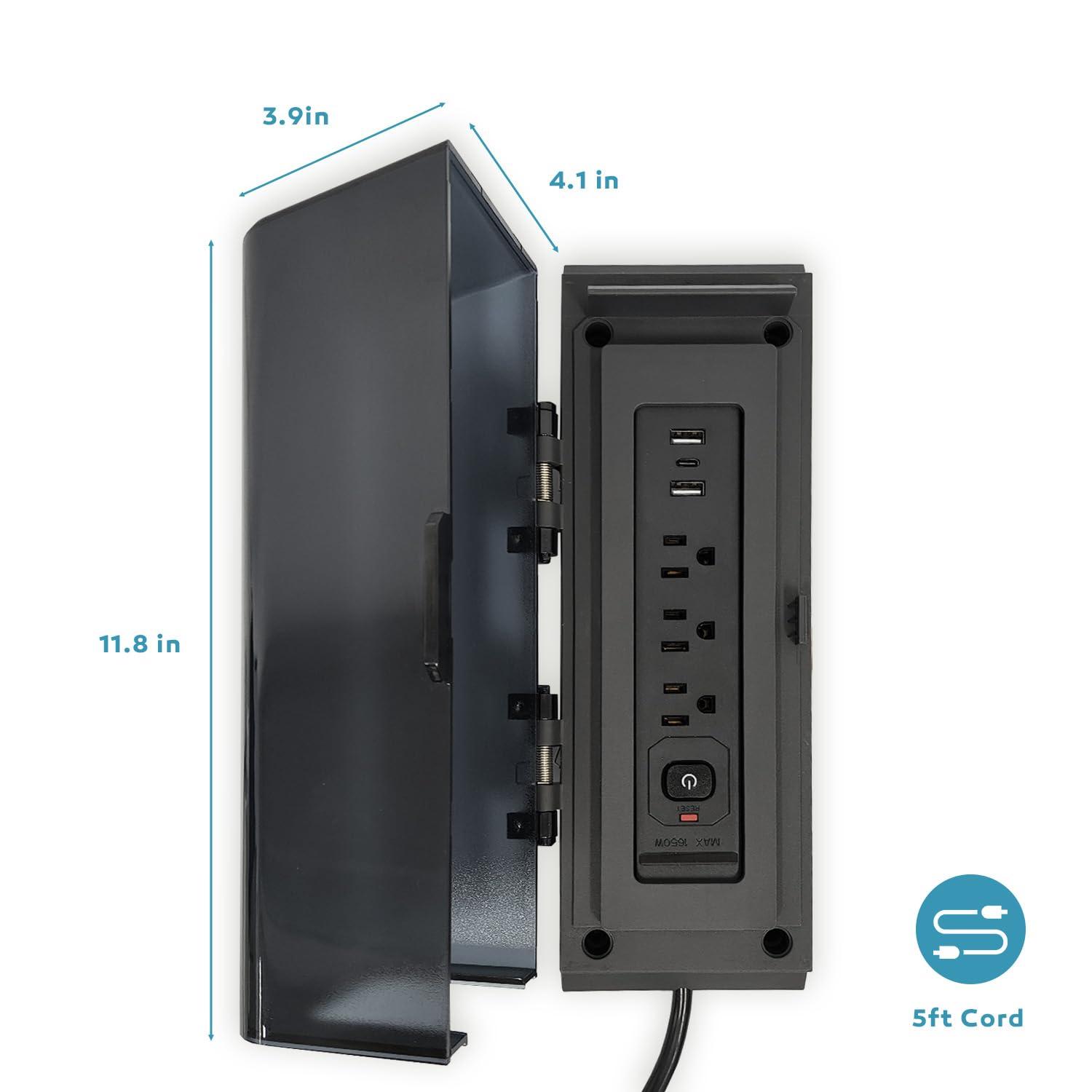 MIRADOR MIRADOR Power Strip Surge Protector with 3 AC Outlets and 3 USB Ports, Wall Mountable Power Socket with Protective Cover, 5Ft Long Extension Cord Plug (1875W/15A)for 111 Series Pergola, Garden, Black