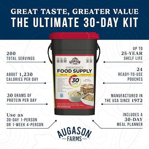 Augason Farms Augason Farms 30-Day 1-Person Standard Emergency Food Supply Kit, Survival Food, Just Add Water, 200 Servings
